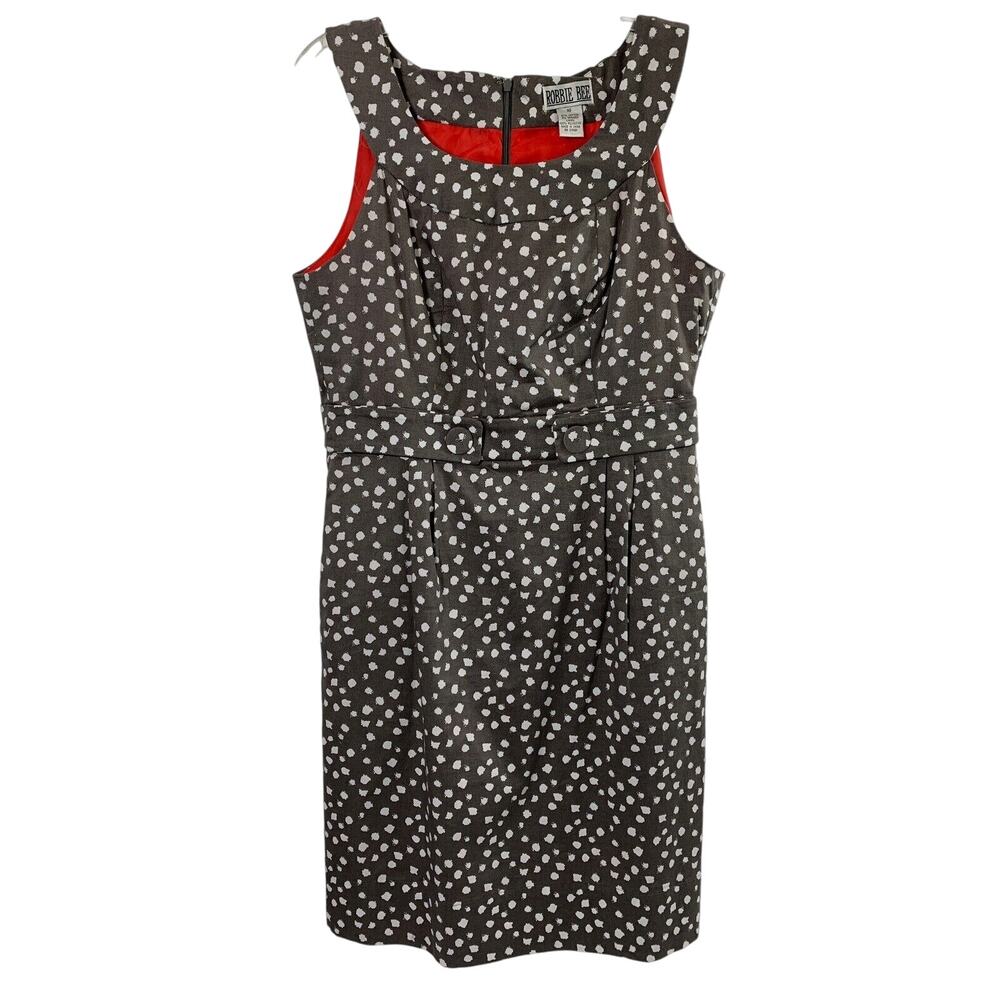 Robbie Bee Dress Womens 10 Gray White Sleeveless Sheath Office Event Summer‎